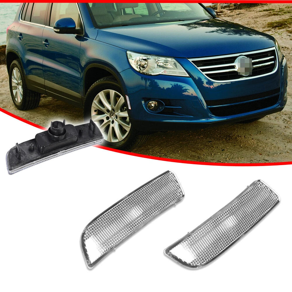 2X Euro Clear Lens Front Bumper Side Marker Lights for VW Tiguan (2009–2017)