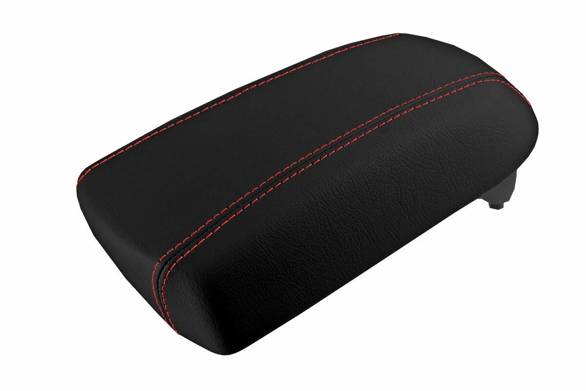 Leather Console Lid Armrest Cover for Kia Sportage (2011–2016) Red Stitch