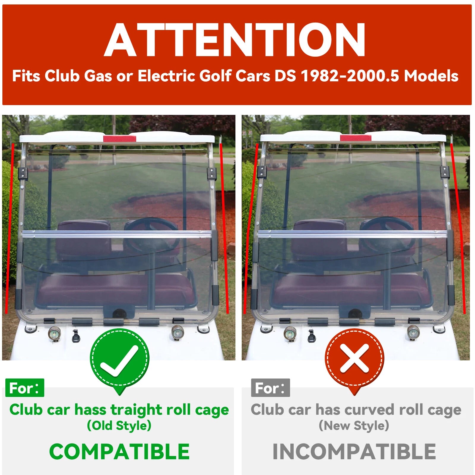 Tinted Impact Resistant Windshield for Club Car DS (1982-2000.5)