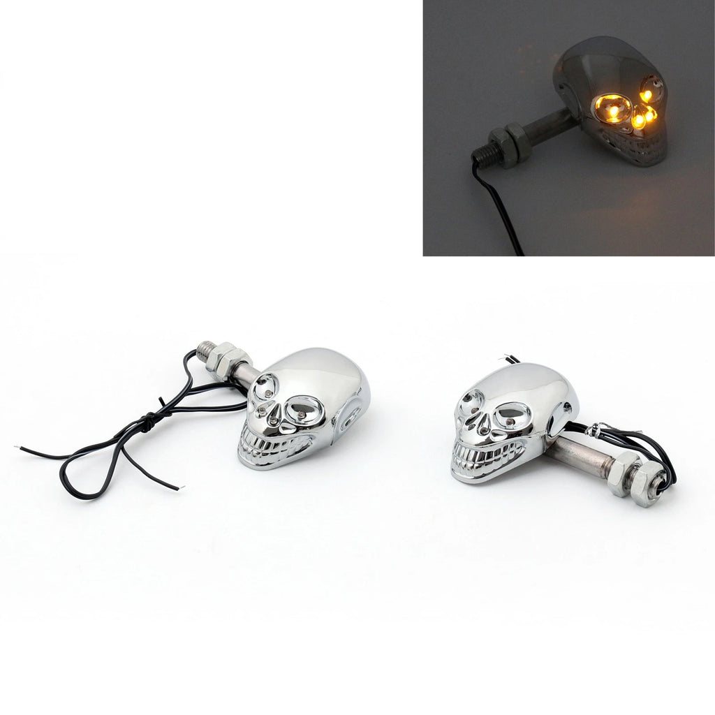 LED Skull Head Turn Signal Indicator Blinker for Motorcycle (12V)