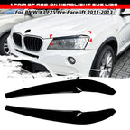 Pair Gloss Black Headlight Eye Lids Covers for BMW X3 (2011–2013)