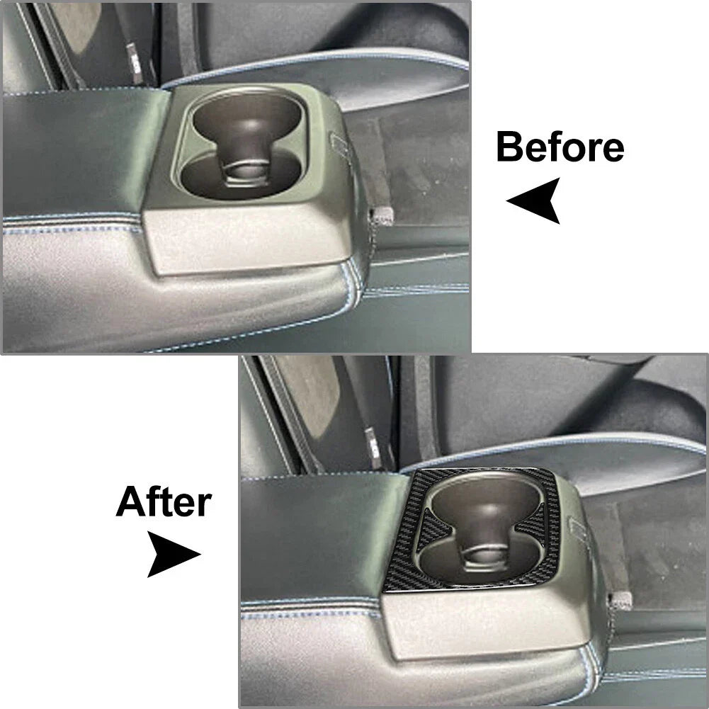 Carbon Fiber Rear Water Cup Holder Cover Trim for Ford Ranger (2015-2022)