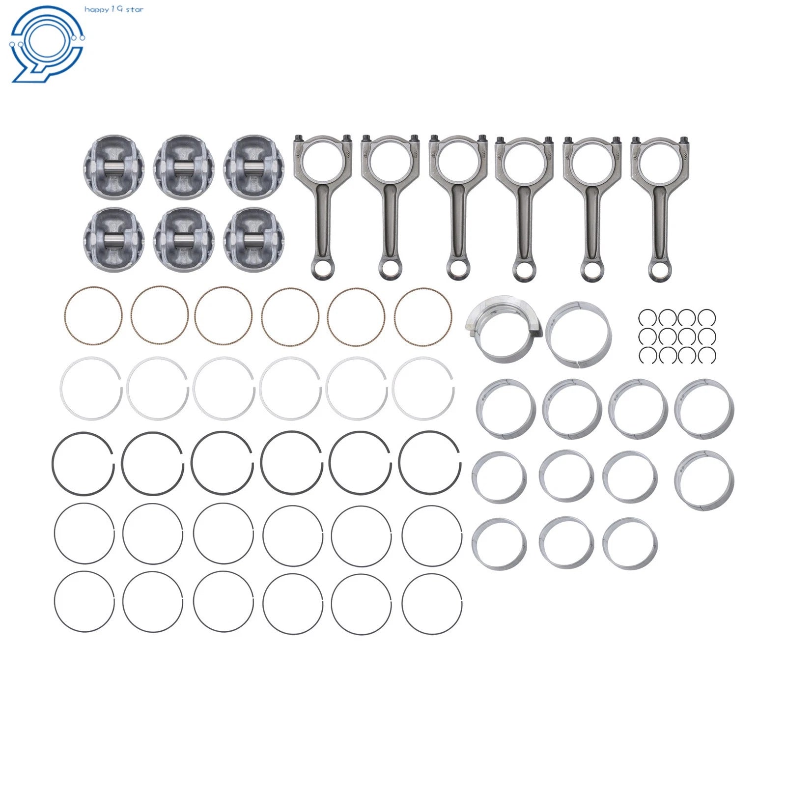 Set of 6 Connecting Rods and Pistons for BMW 3.0L L6 (2011–2017)