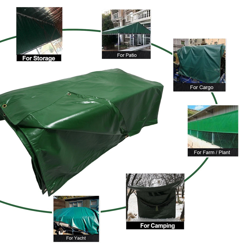 10'x20' Heavy Duty Green PVC Waterproof Tarp Cover for Patio Shelter