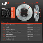 Front Drilled Brake Rotors & Ceramic Pads for Honda Accord (1990–1997)