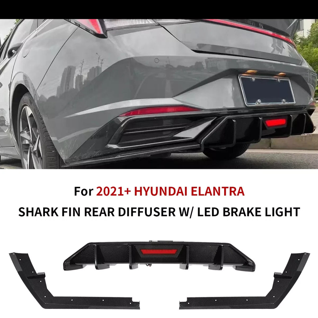 Rear Bumper Diffuser Lip for Hyundai Elantra (2021–2023) with LED Light