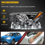 Pair Headlight Assemblies for Toyota RAV4 (2016–2018) with LED DRL Projector