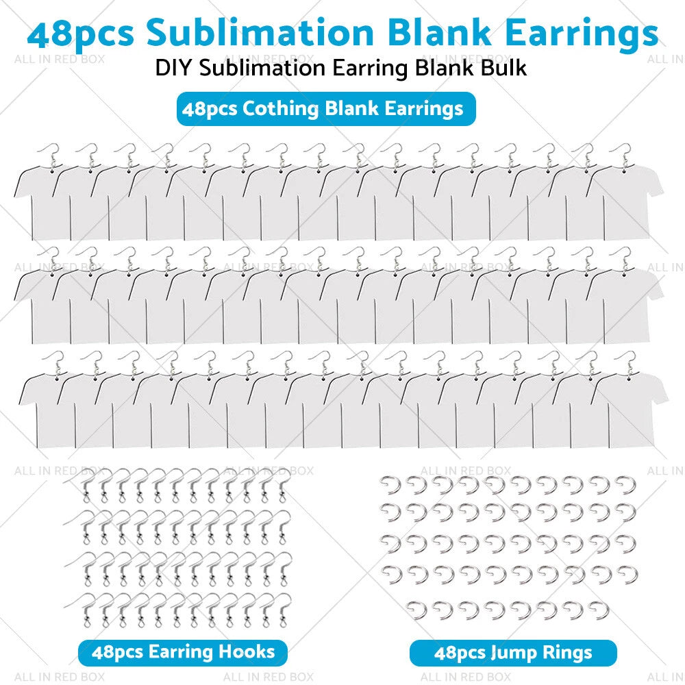 48PCS Blank MDF Football Shirt Earring Wood Double-Sided DIY