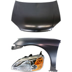 Hood Kit for Honda Civic (2001–2003) 3pc Primed Steel with Fender & Headlight
