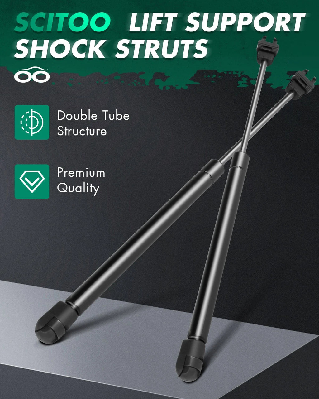 2X Front Hood Gas Charged Lift Support Struts for Dodge Challenger (2008–2012)