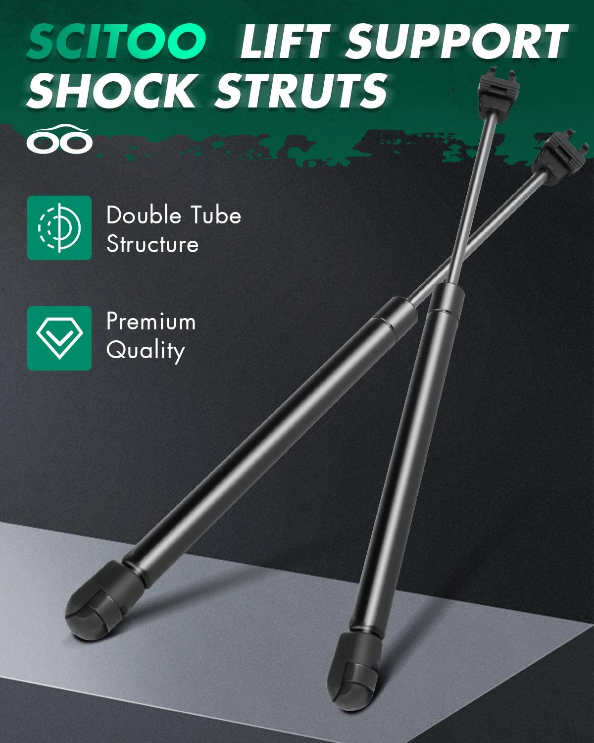 2X Front Hood Gas Charged Lift Support Struts for Dodge Challenger (2008–2012)