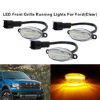 3X Clear Lens Amber LED Front Grille Running Light for Ford F150 Raptor (2010–2014)