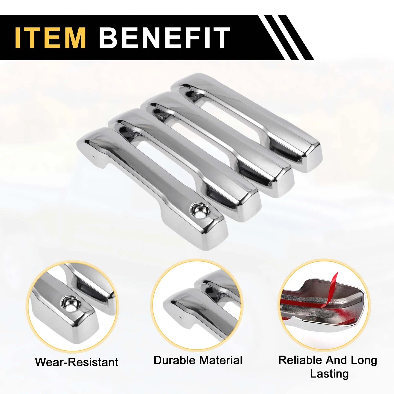 Set of 4 Car Exterior Door Handle Covers for Toyota Tundra (2022) Silver Tone