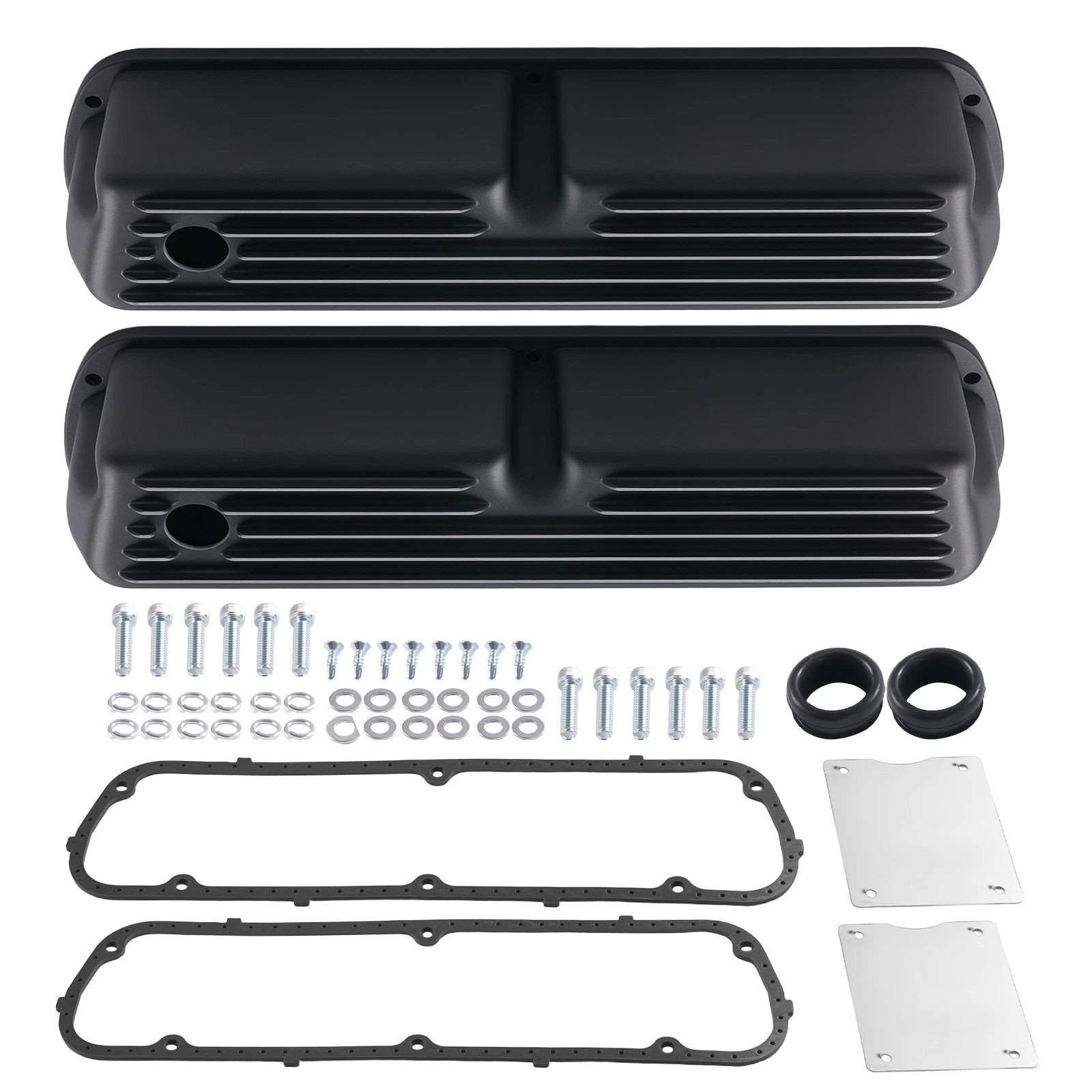 Black Aluminum Valve Covers for Ford 289 302 351W 5.0L V8 (1962–1985)