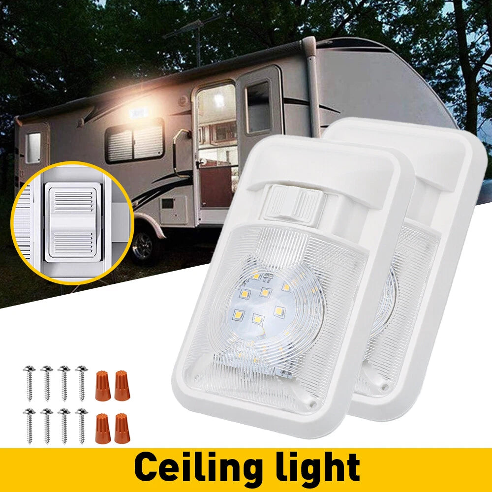 2X 12V LED Ceiling Dome Light for RV Trailer Camper