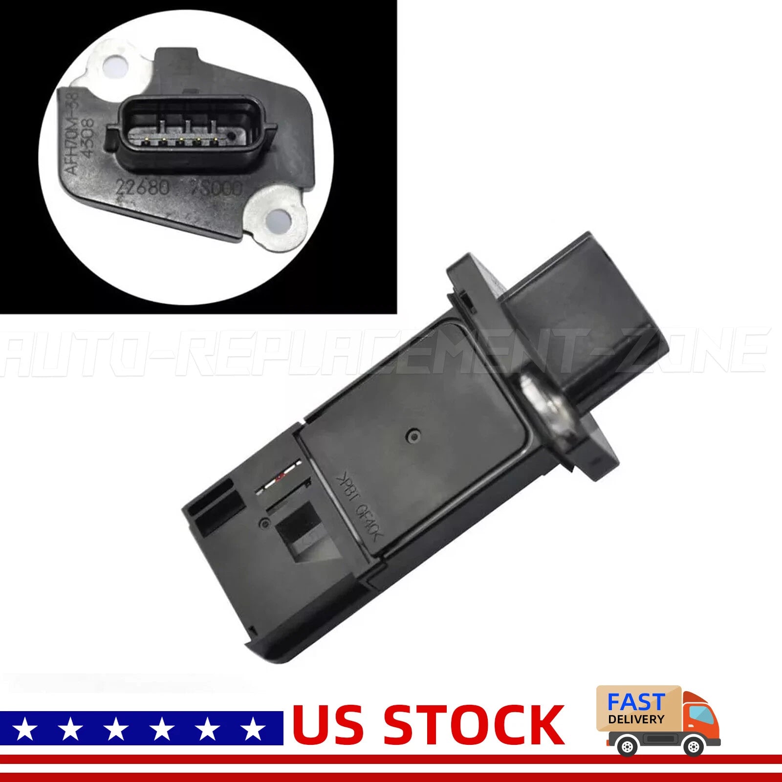 Mass Air Flow Meter Sensor MAF for Nissan (22680-7S000, AFH70M-38)