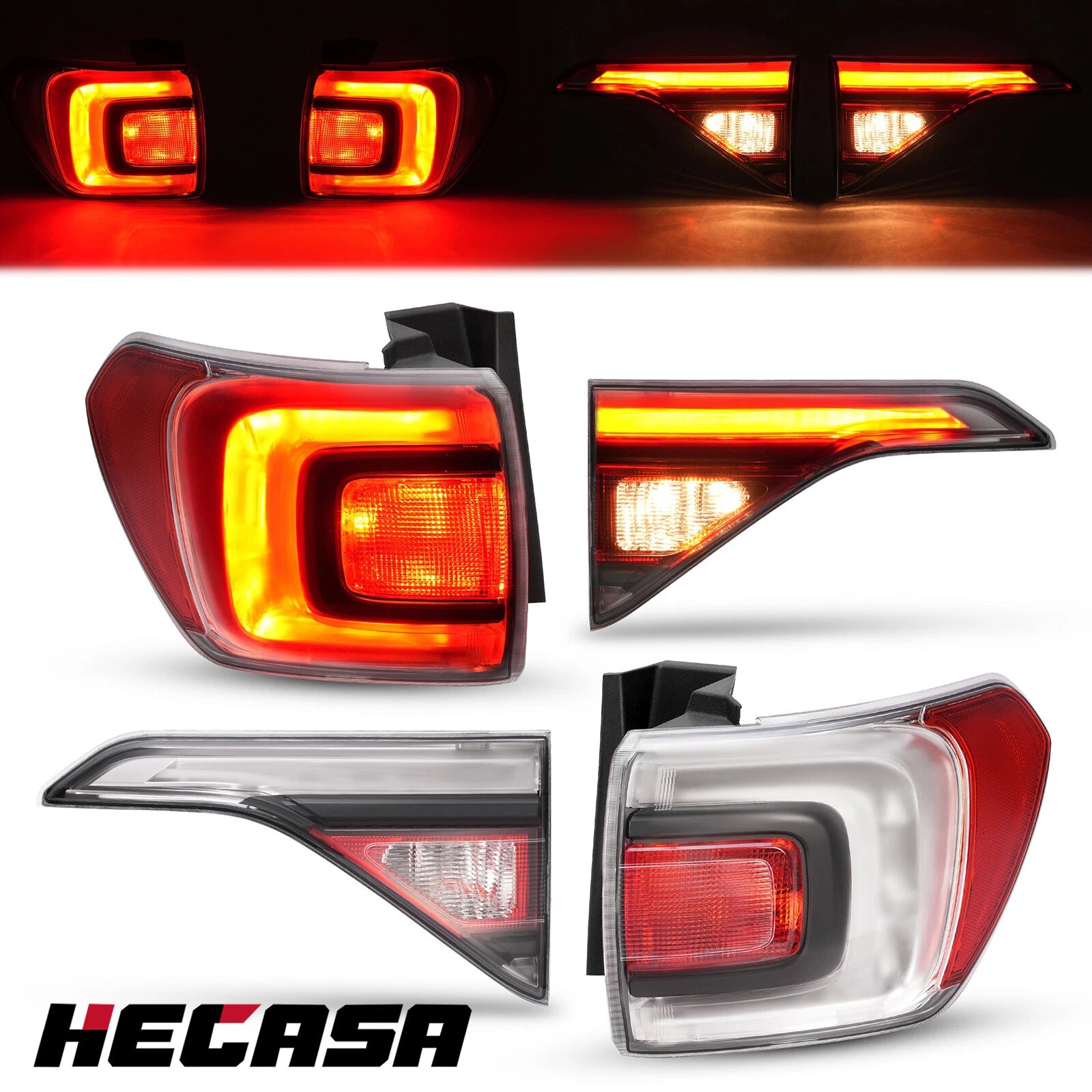 Pair LED Clear Lens Tail Lights for GMC Acadia (2017–2019)