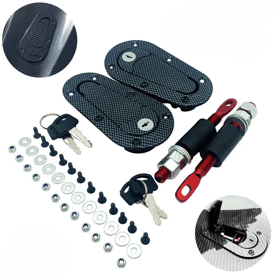Quick Release Hood Pin Locking Kit Carbon Universal
