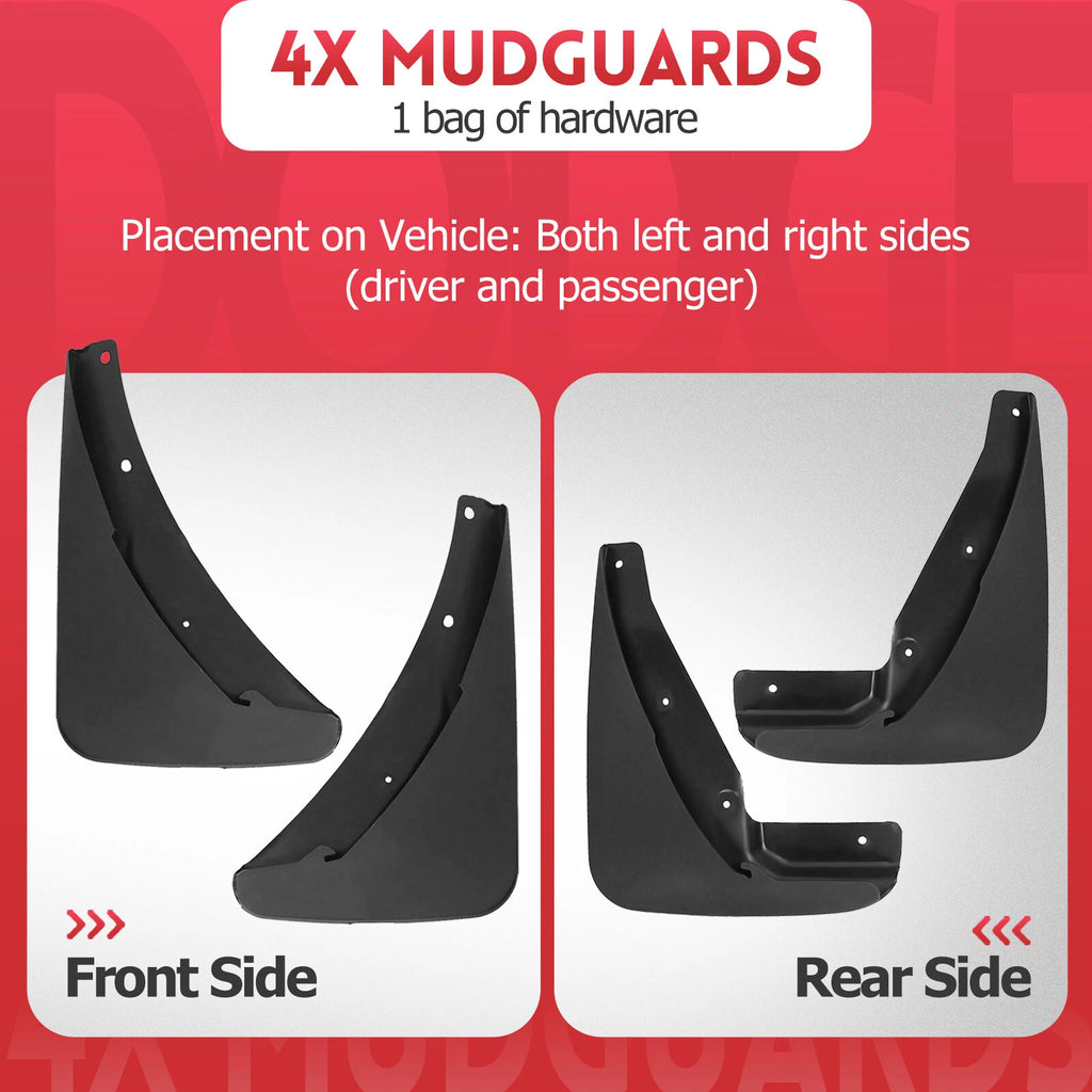 Set of 4 Fender Mud Splash Guards for Dodge Challenger (2015–2023)