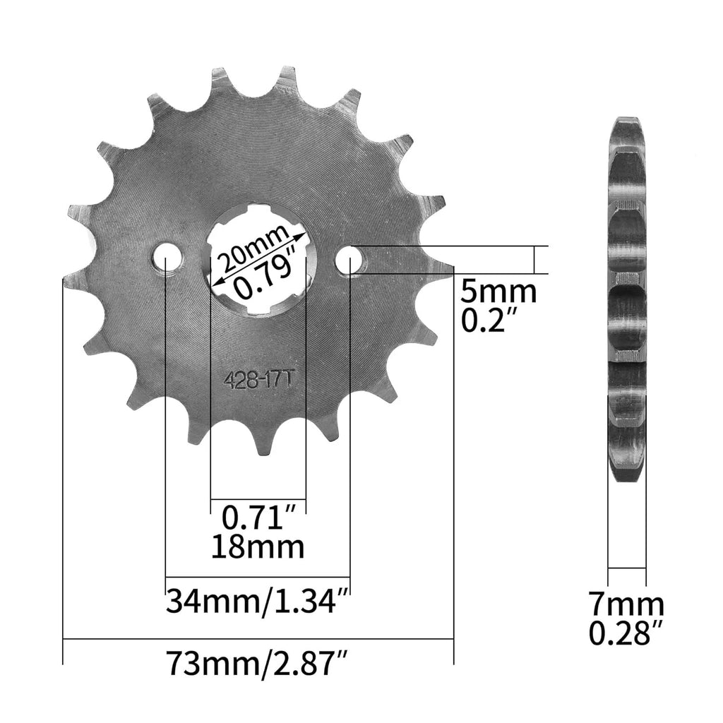 17T Front Sprocket Cog for Pitpro Trail Dirt Bike ATV Quad (20 mm)