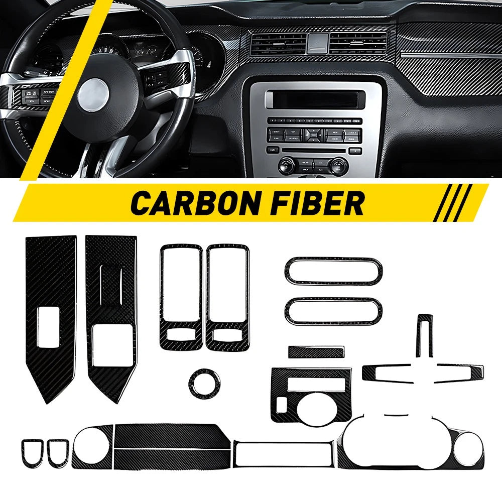 21Pcs Carbon Fiber Interior Trim Kit for Ford Mustang (2009–2013)