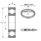 Deep Groove Ball Bearing 6824ZZ for Scooter Skateboard (120x150x16mm)