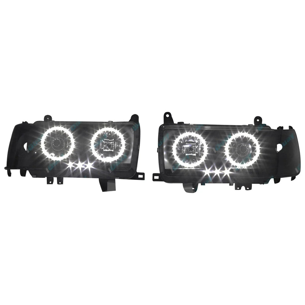Black Halo Projector Headlights with LED for Landcruiser FJ80R FZJ80 1990~1992