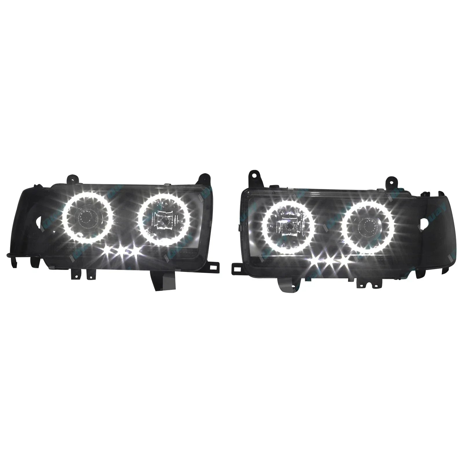 Black Halo Projector Headlights with LED for Landcruiser FJ80R FZJ80 1990~1992