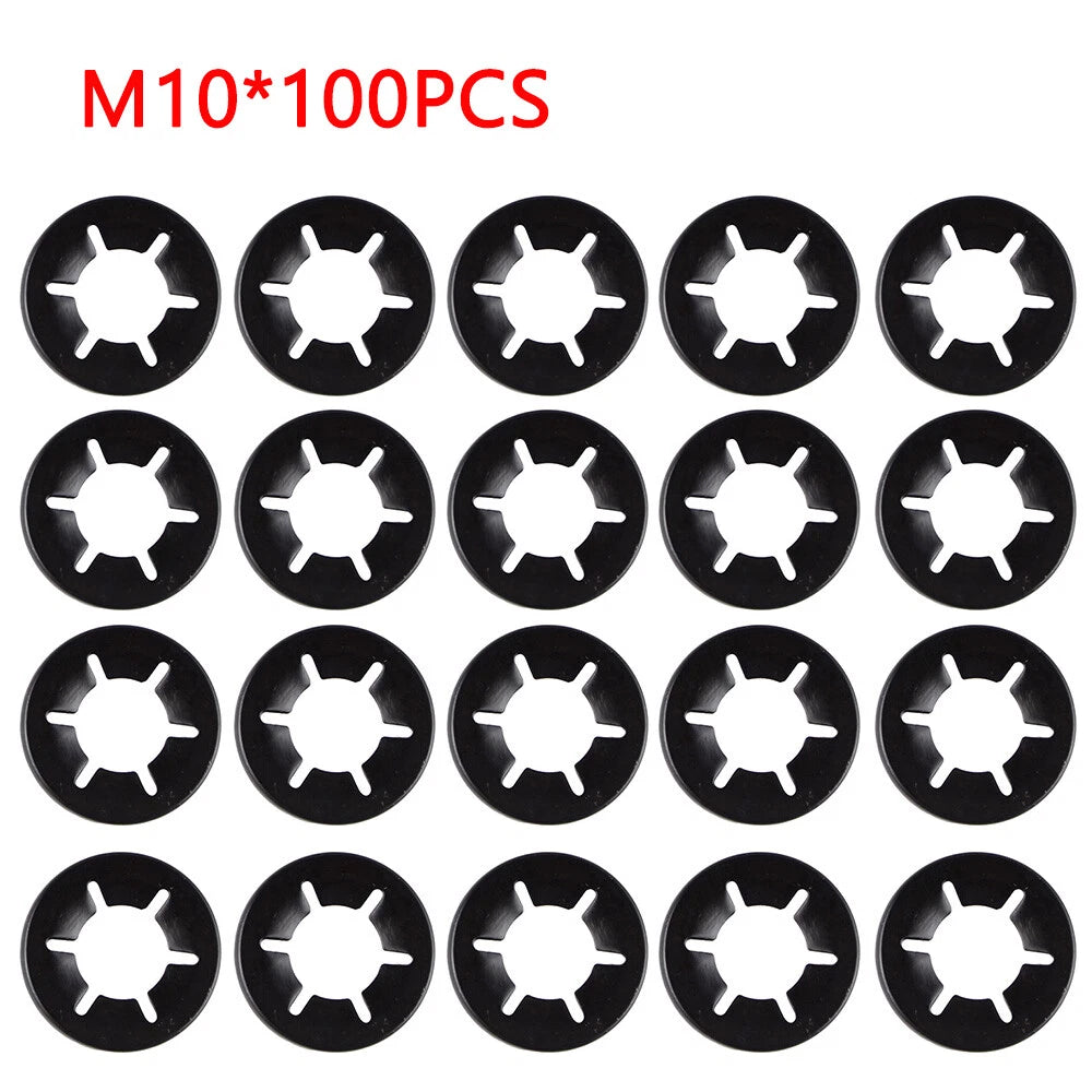 Set of 10 Push On Locking Washers Starlock Clips for Metric Shaft