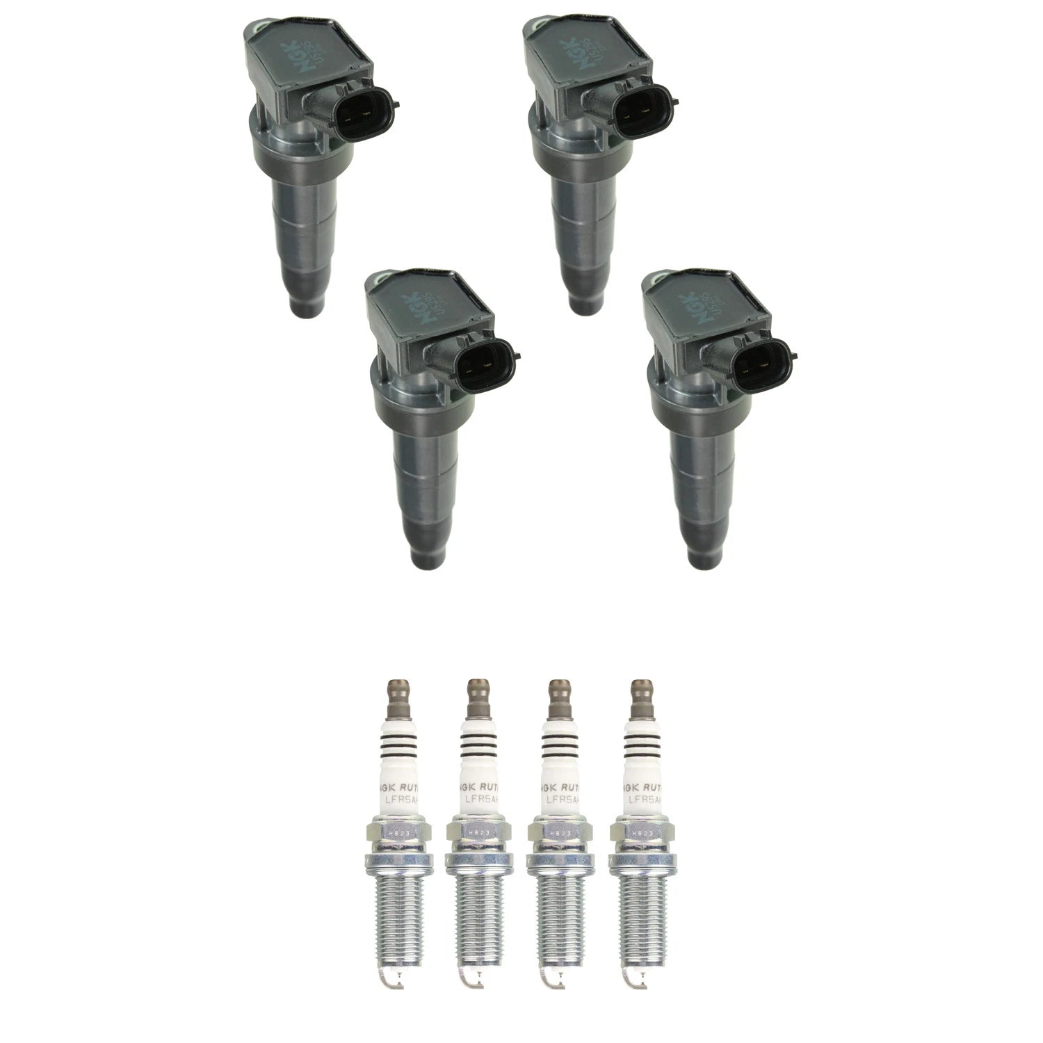 Set of 4 NGK Ignition Coils & Ruthenium Spark Plugs for Santa Fe Sonata Tucson