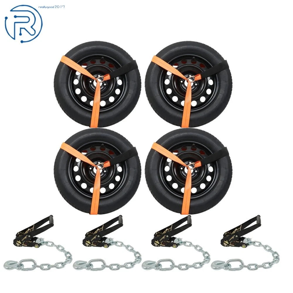 Set of 4 Tie Down Straps 2 Inch × 96 Inch 3,300 lb SWL