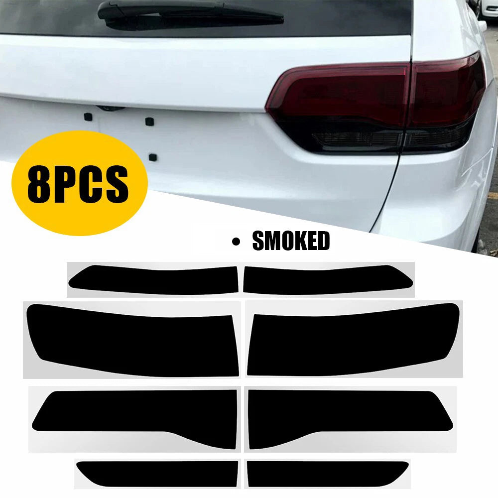 8X Smoke Rear Tail Light Vinyl Tint Film Overlay for Jeep Grand Cherokee (2014–2021)