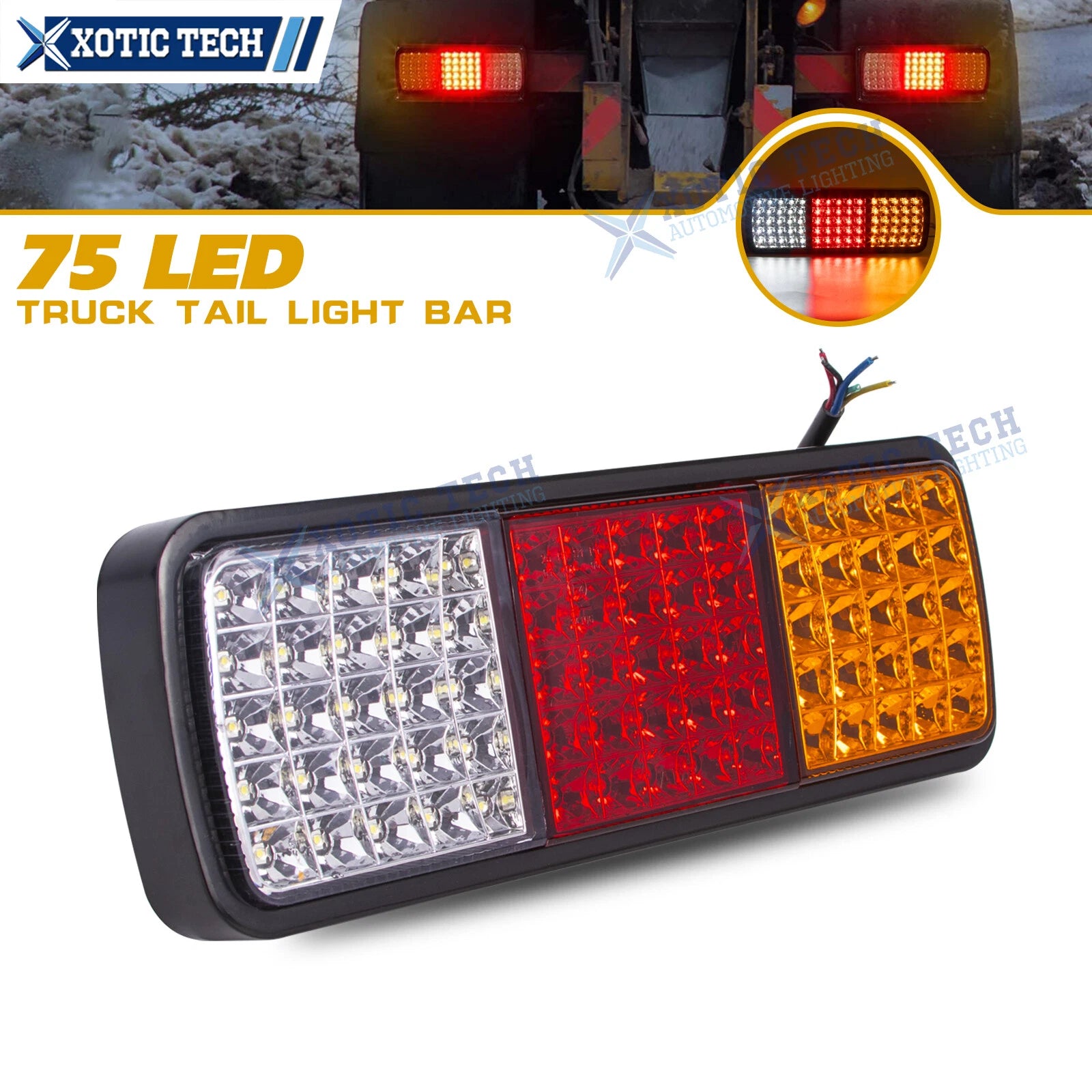 Rectangular Rear Tail Brake Backup Light for Boat Truck Van RV (—)