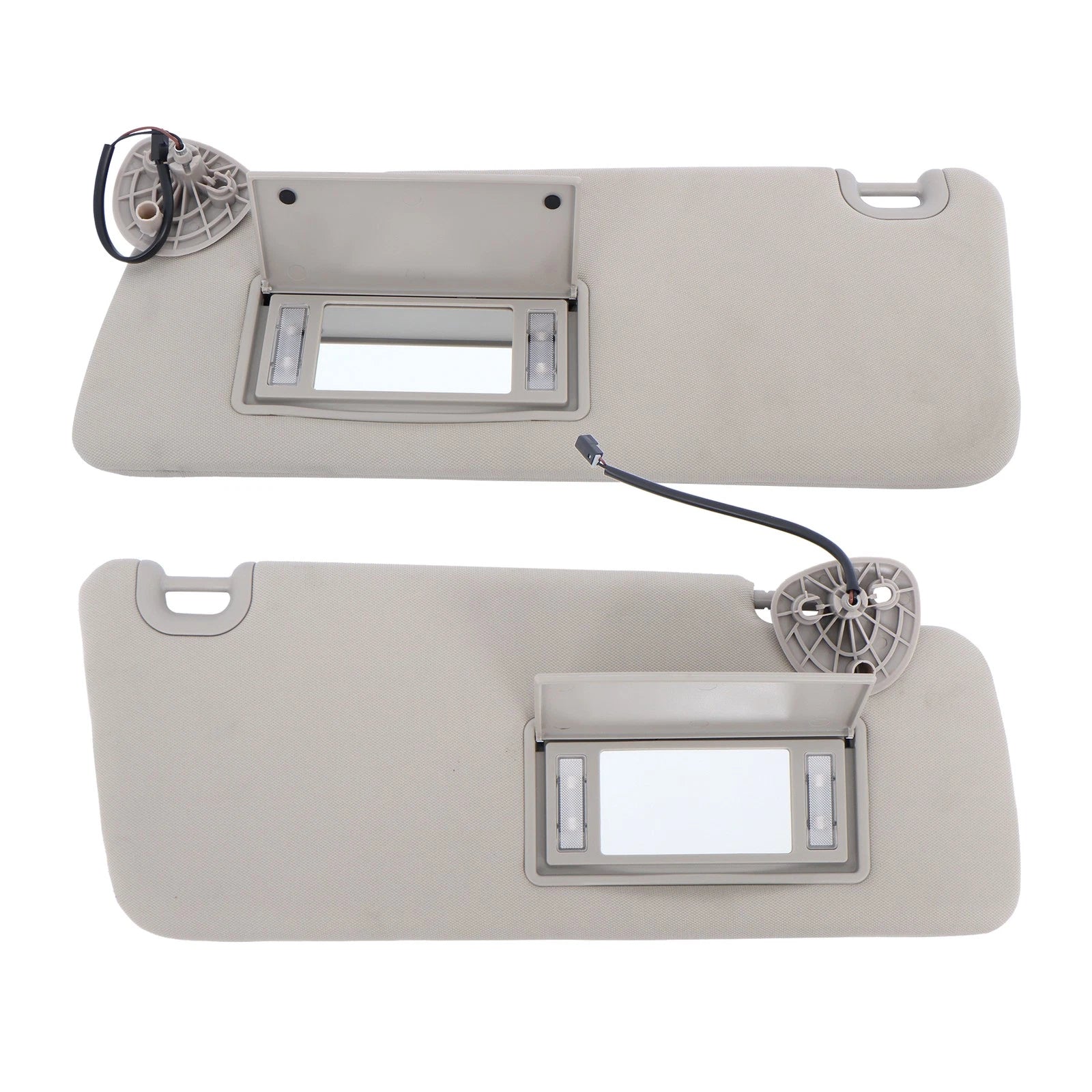 Set of 2 Gray Sun Visors with Lights for Dodge Ram 1500 2500 3500 (2013–2018)