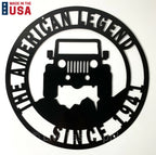 Black Metal Jeep American Legend Since 1941 Off Road Emblem Sign (14 in)