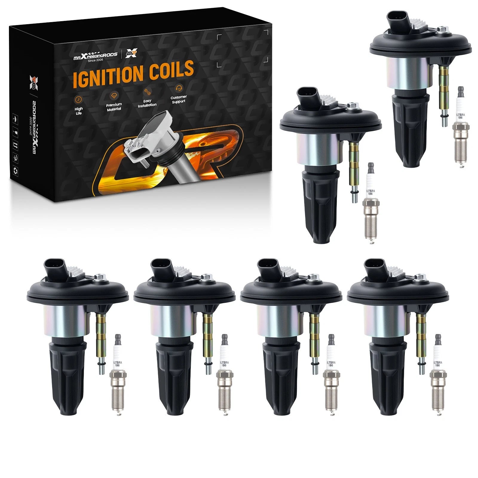 6X Ignition Coil and Spark Plug Set for Chevrolet Colorado Trailblazer (2002–2006)