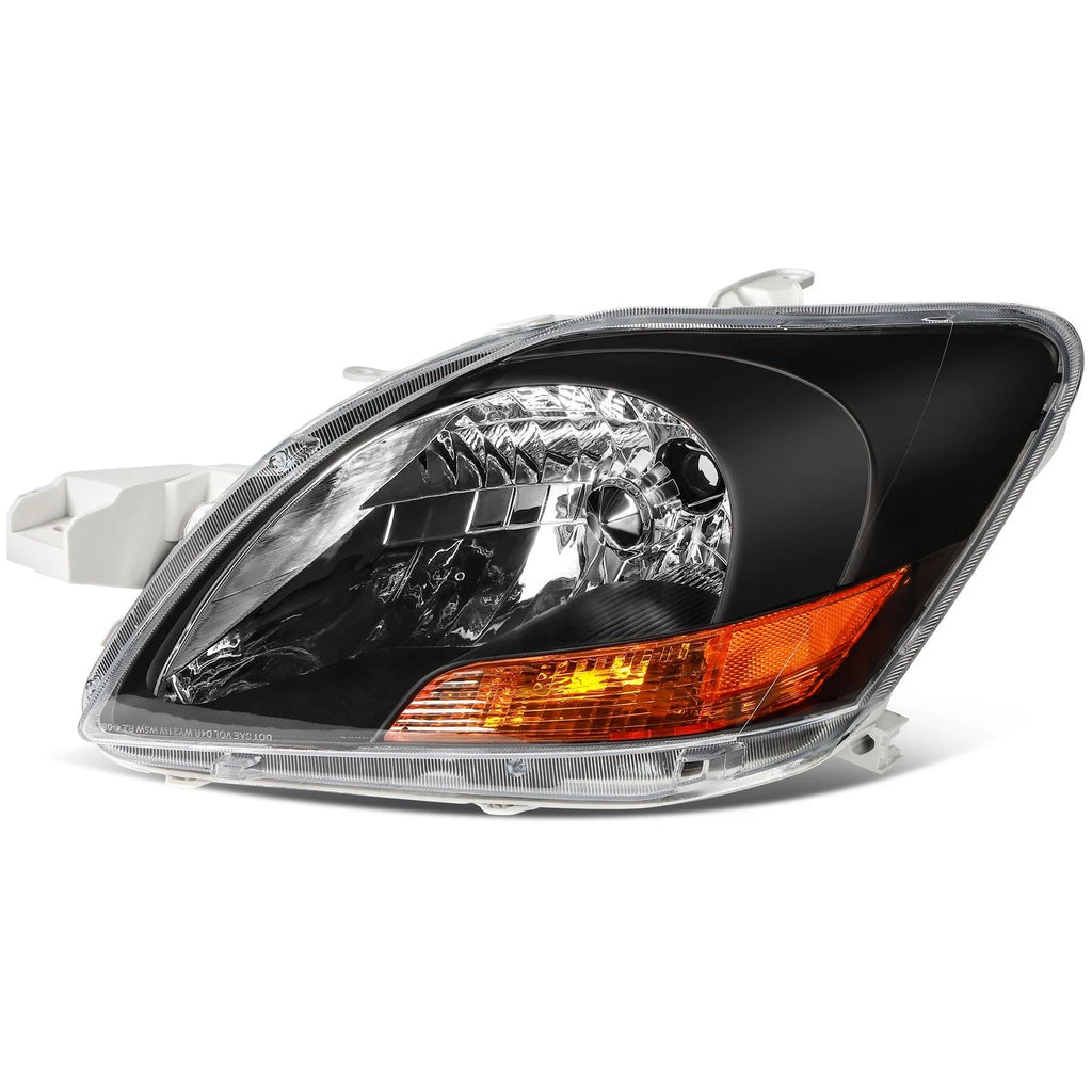 2X Headlight Assembly for Toyota Yaris (2007–2011) - Black Amber