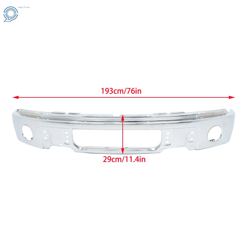 Chrome Front Bumper Face Bar with Fog Lamp Holes for Ford F-150 (2009–2015)