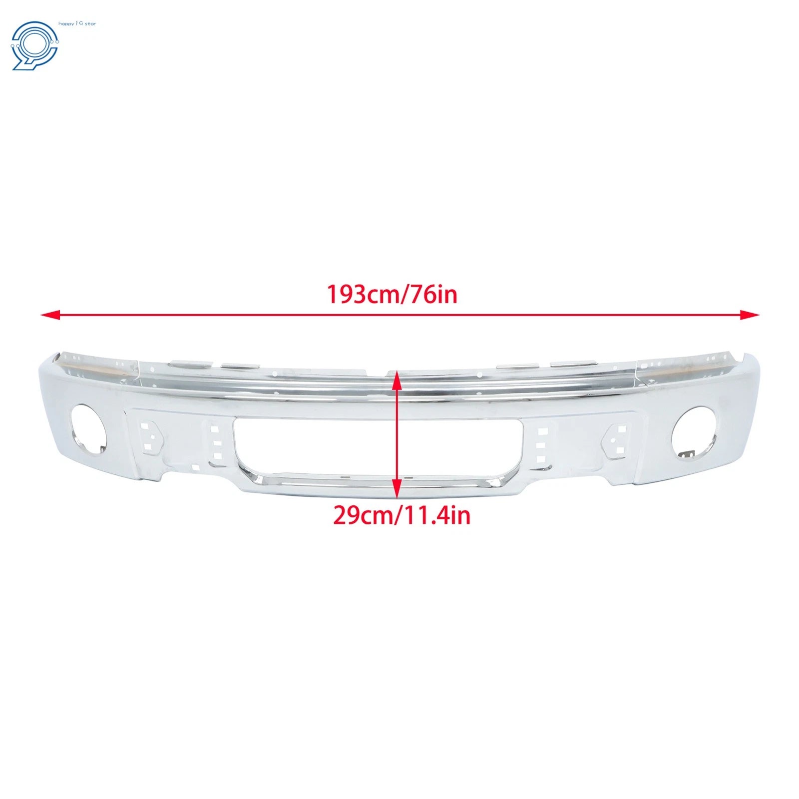 Chrome Front Bumper Face Bar with Fog Lamp Holes for Ford F-150 (2009–2015)