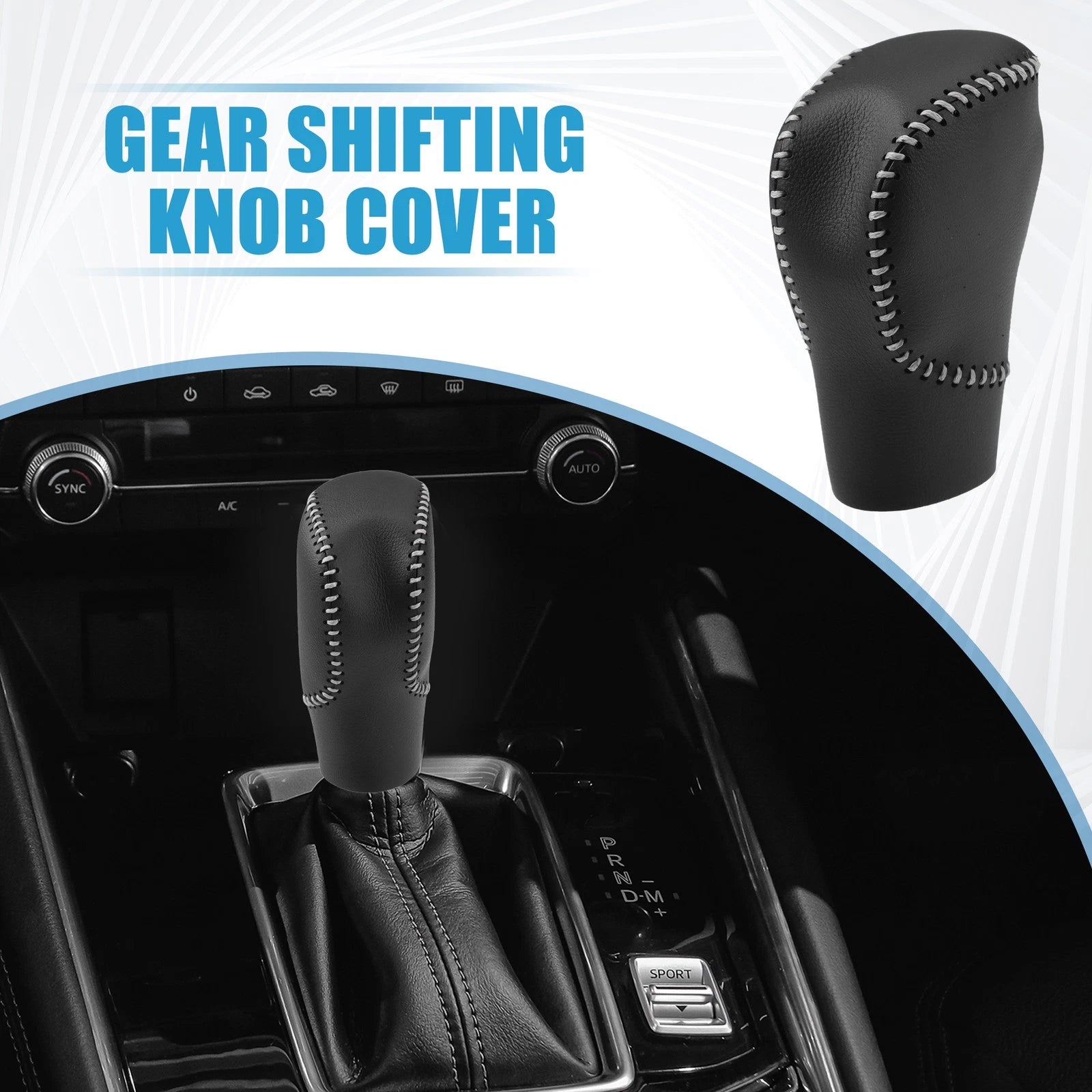 Gear Shift Head Knob Cover for Honda Civic (2022–2023) Black Gray Stitches