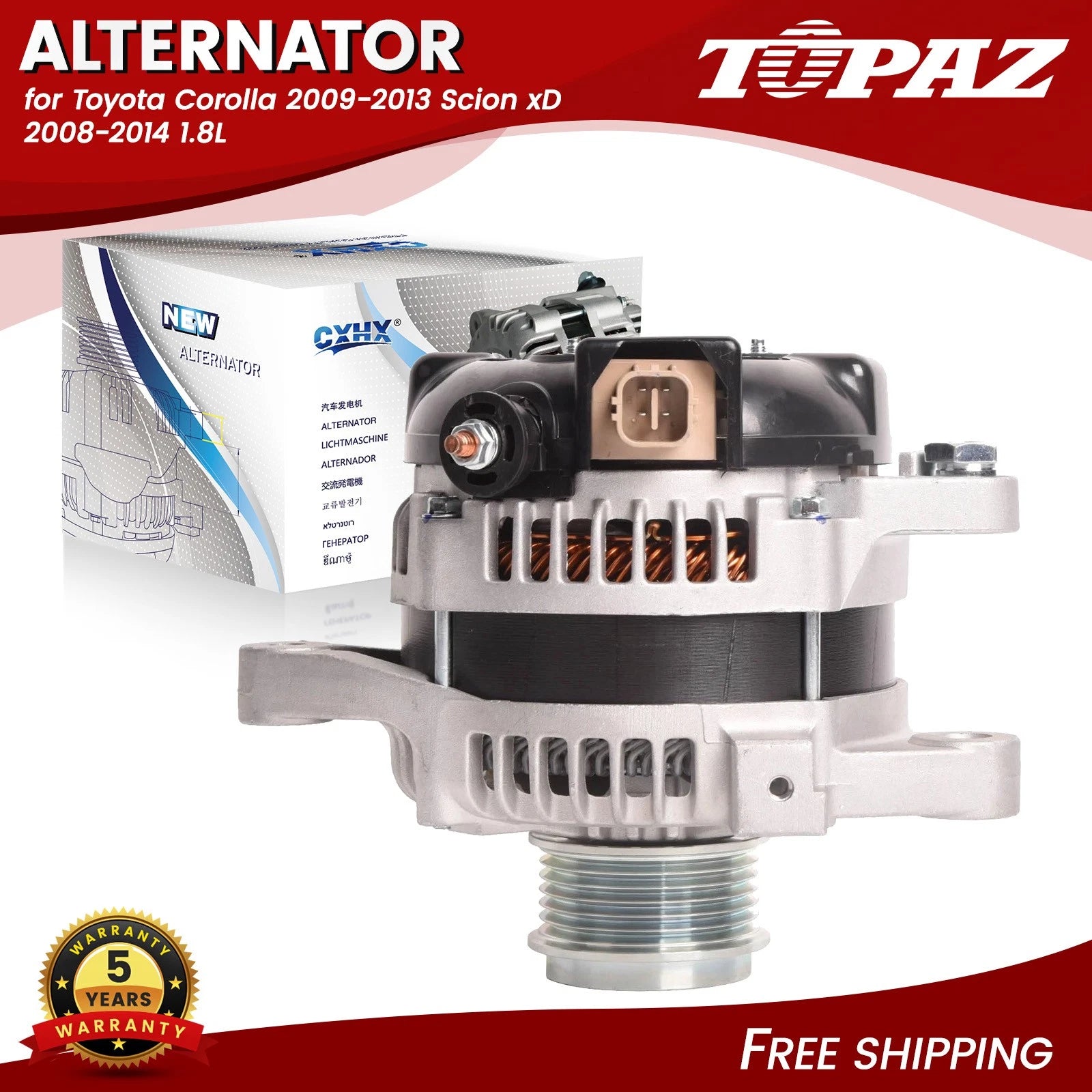 Alternator for Toyota Corolla, Scion xD (2008–2013) 1.8L 12V