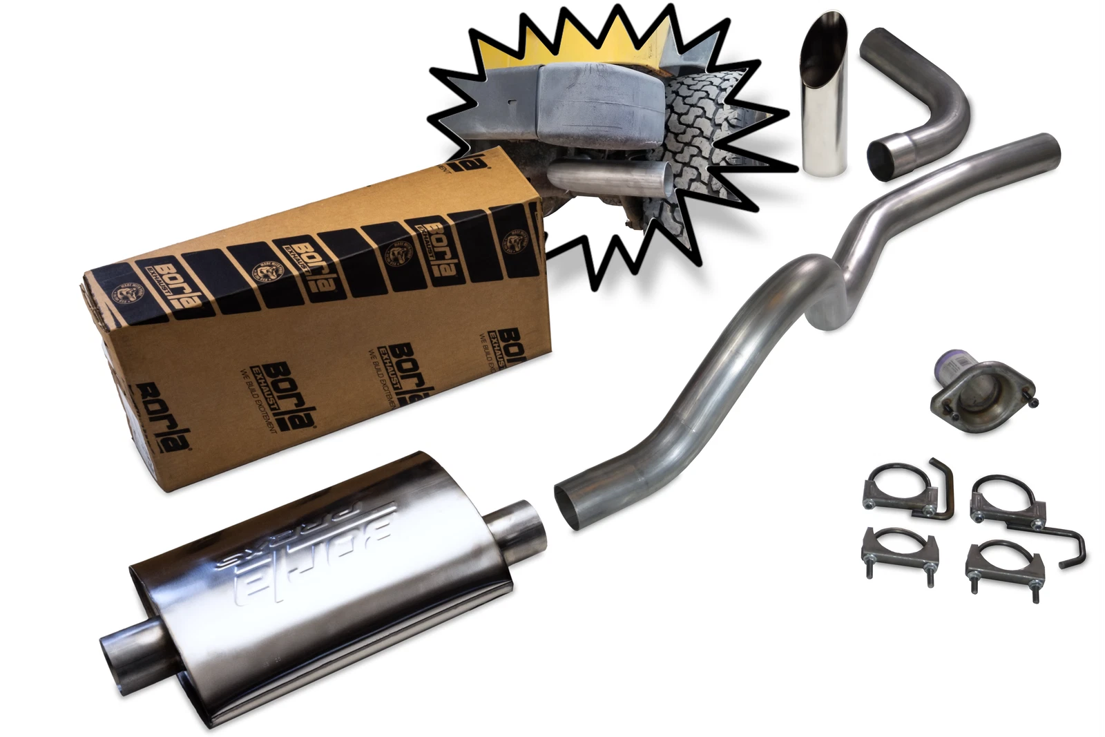 2.5" Aluminized Exhaust Kit for Jeep Wrangler TJ (2001–2006) - Borla Tip
