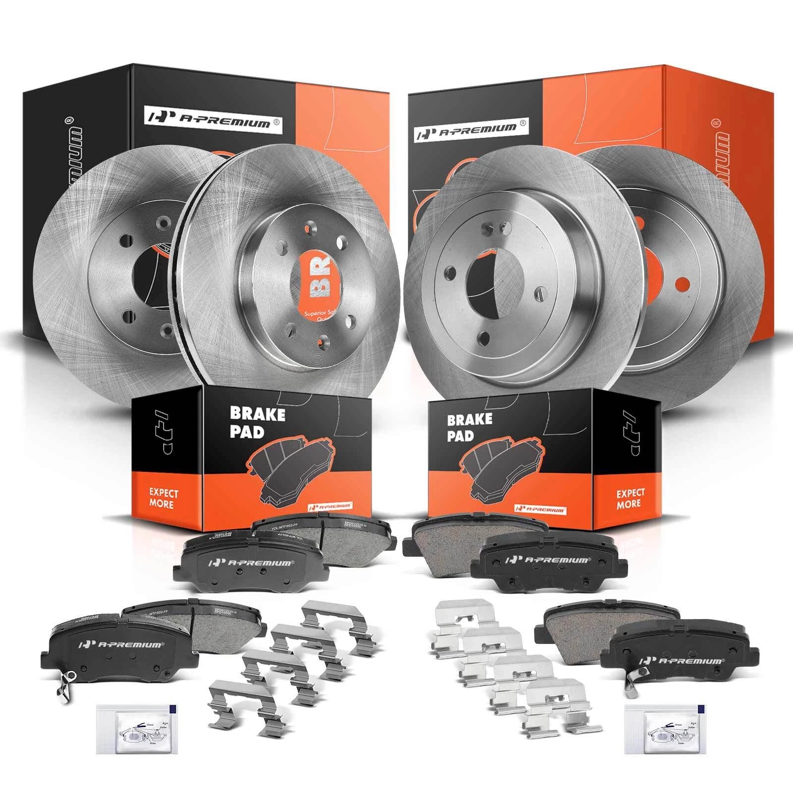 Set of 4 Disc Brake Rotors & Ceramic Pads for Hyundai Accent (2012–2017)