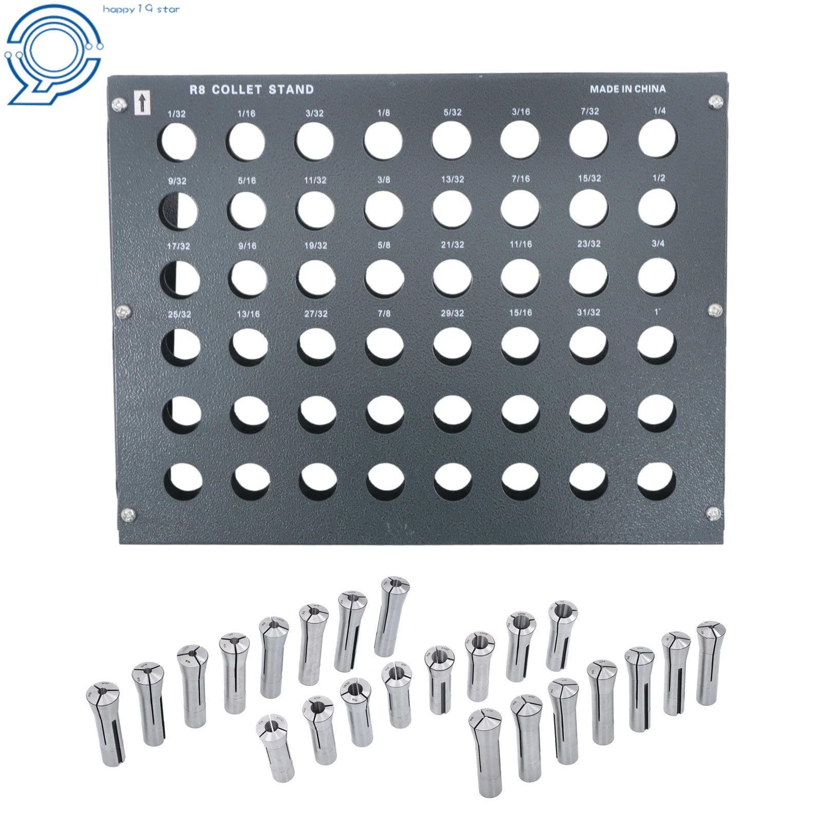 23pc R8 Milling Collet Set with Tool Rack