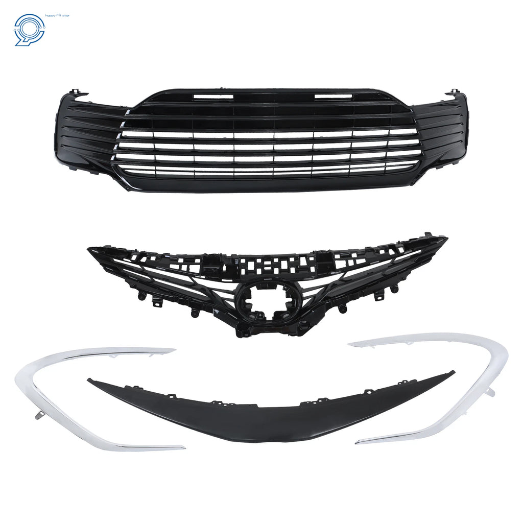 Set of 2 Front Upper Lower Grille Strip Trim for Toyota Camry LE (2021–2022)