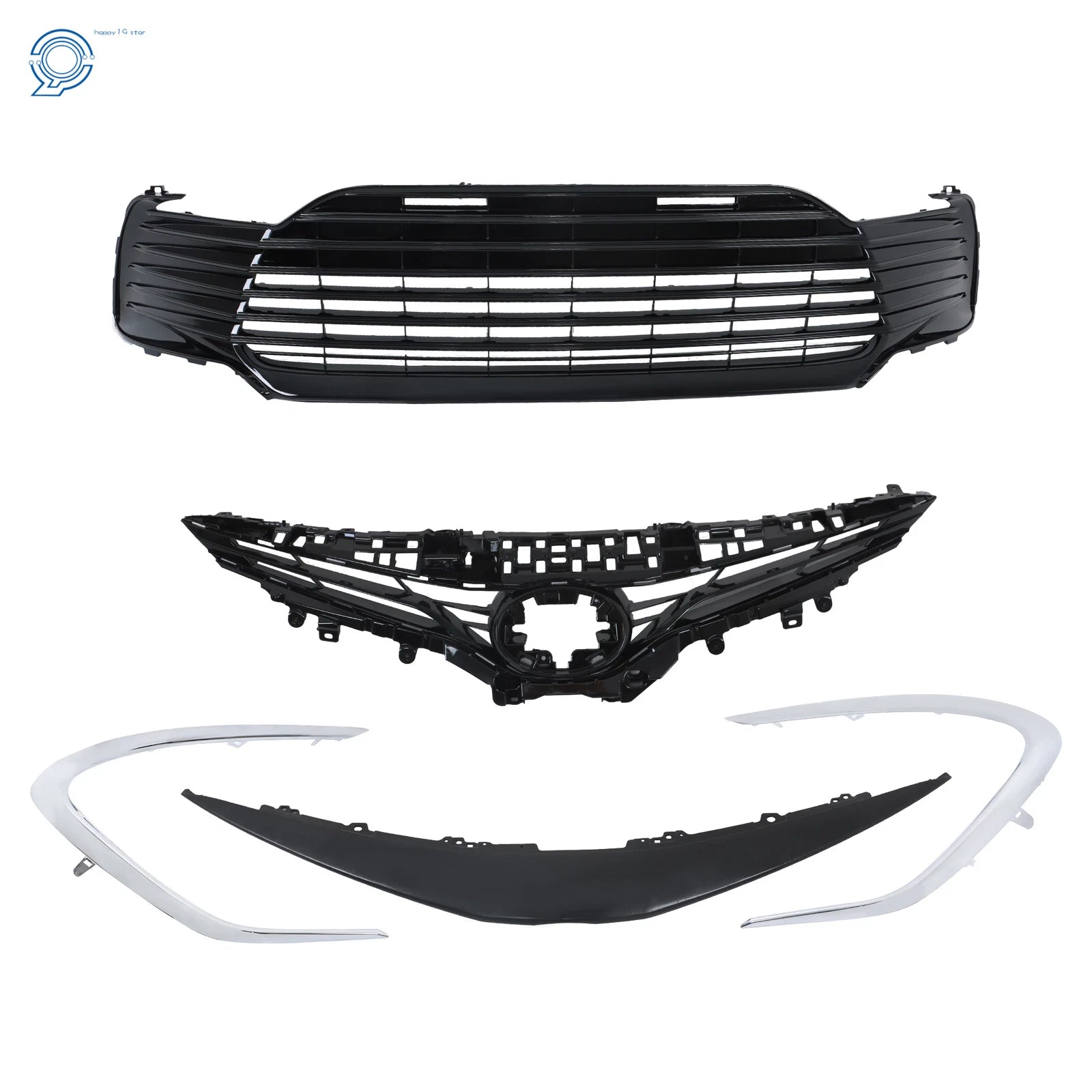 Set of 2 Front Upper Lower Grille Strip Trim for Toyota Camry LE (2021–2022)