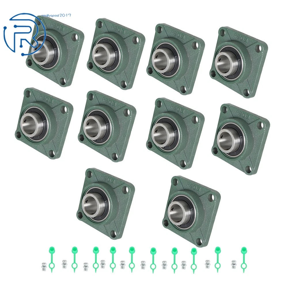 Set of 10 Pillow Block Flange Bearings for UCF208-24 (Fits Various Models)