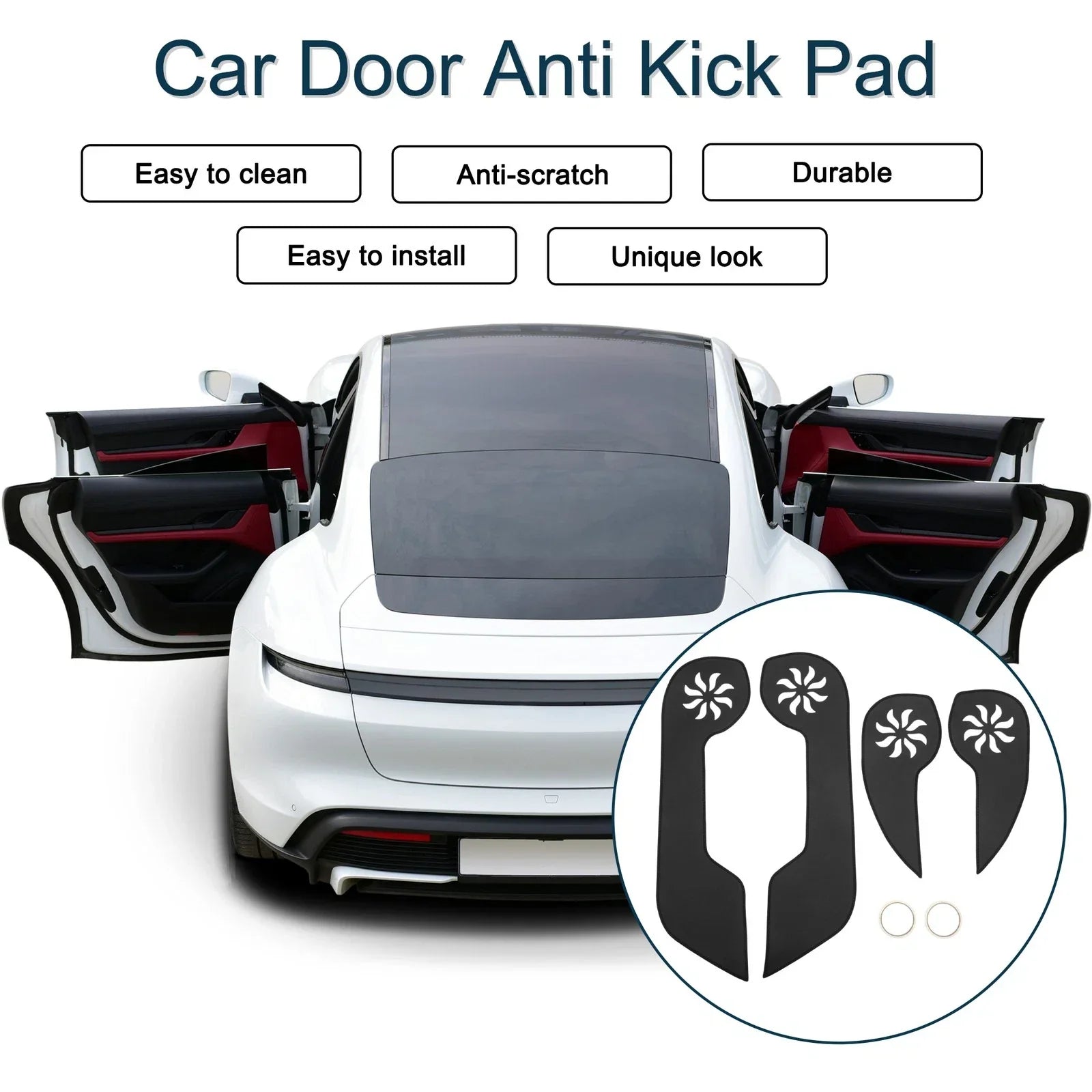Car Door Anti Kick Pad Sticker Protector for Honda CR-V 2007-2011 Black 1 Set