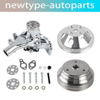 Water Pump & Crankshaft Pulley Kit for SBC Chevy 305 350 (Chrome)