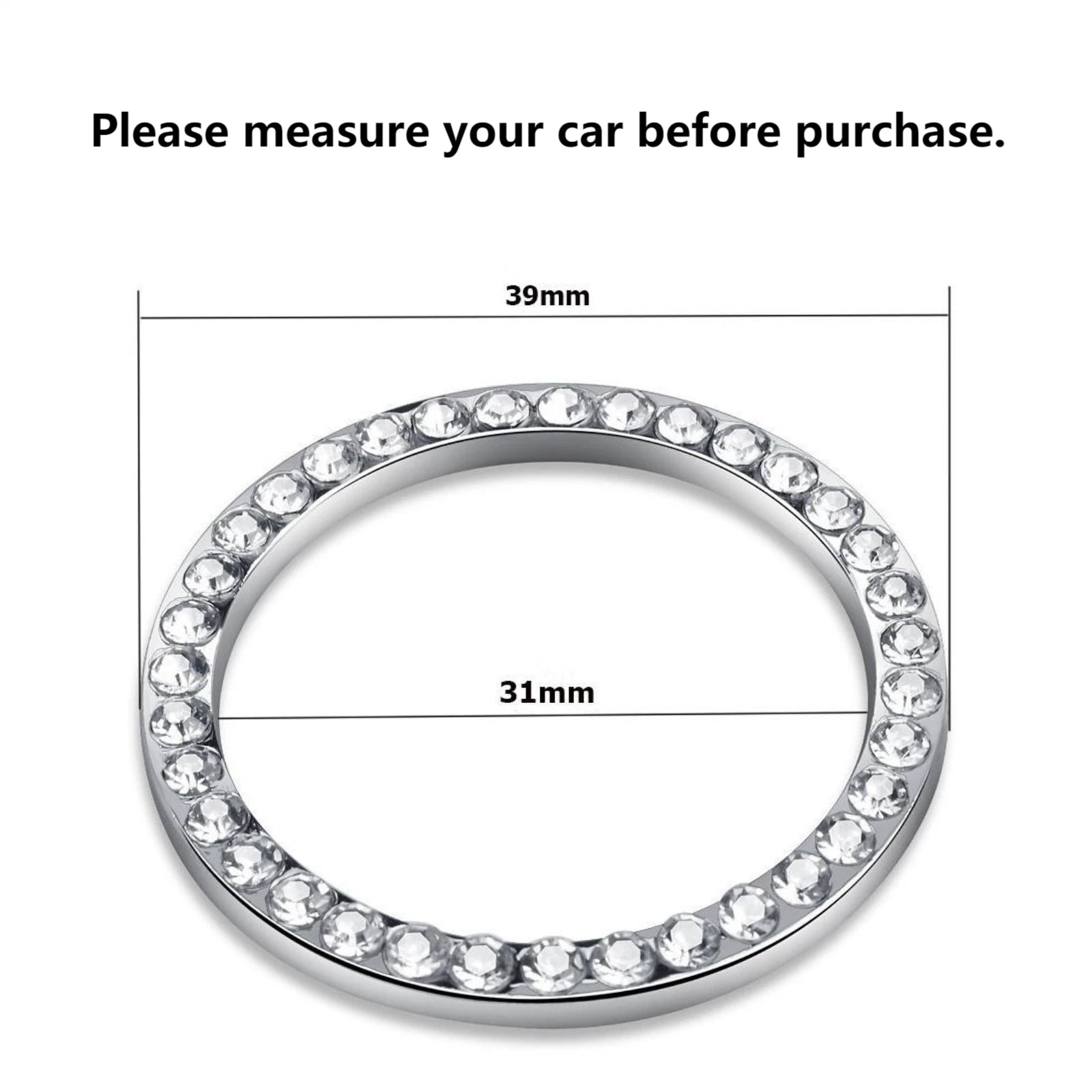 Bling Car Cup Holder Coasters Engine Start Button Ring Cover Decoration for Universal (2000-2025)